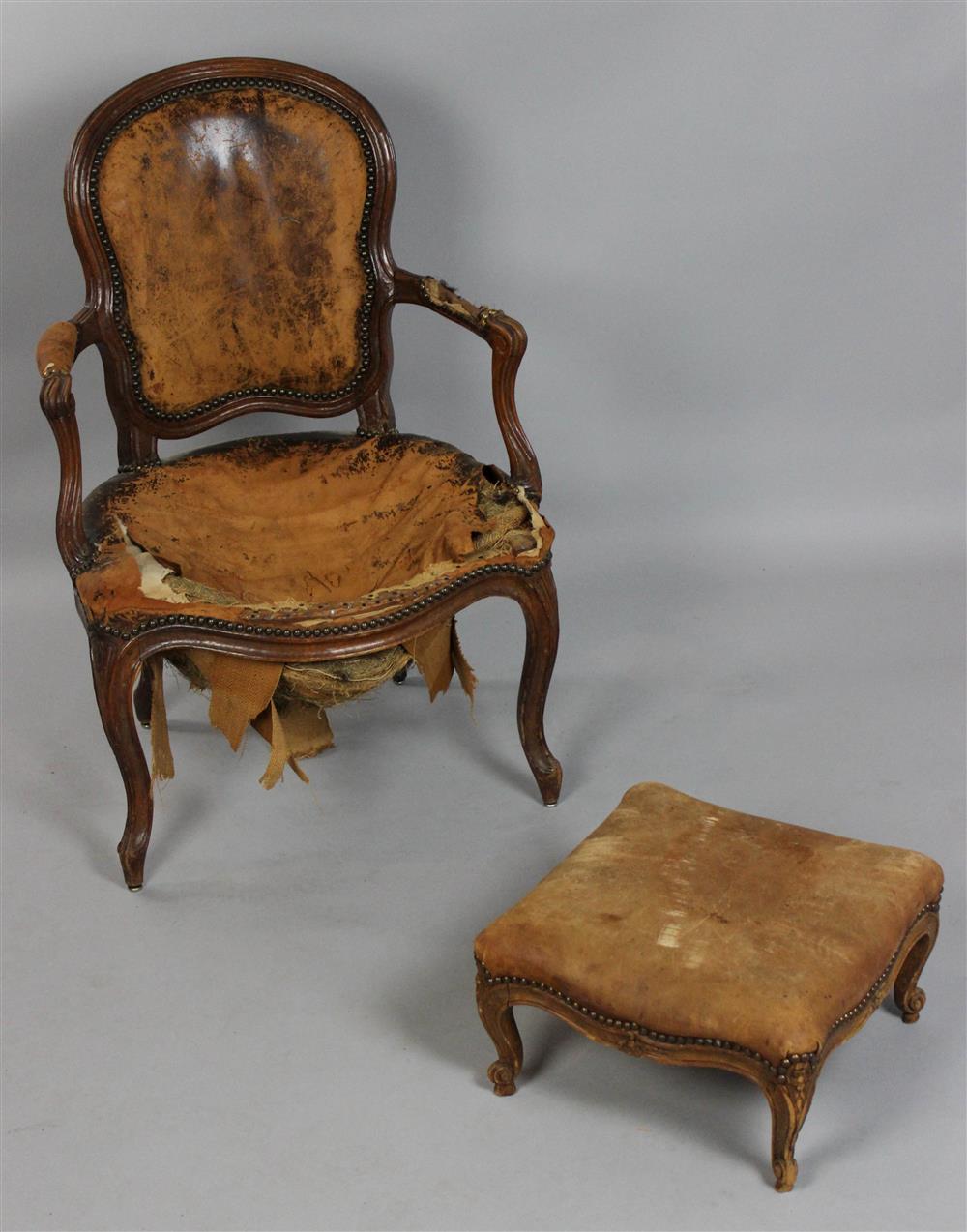 Appraisal: LOUIS XV CARVED CHERRYWOOD OPEN ARM CHAIR OF SMALL PROPORTIONS