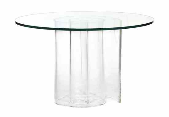 Appraisal: A Lucite and Glass Breakfast Table the round glass top