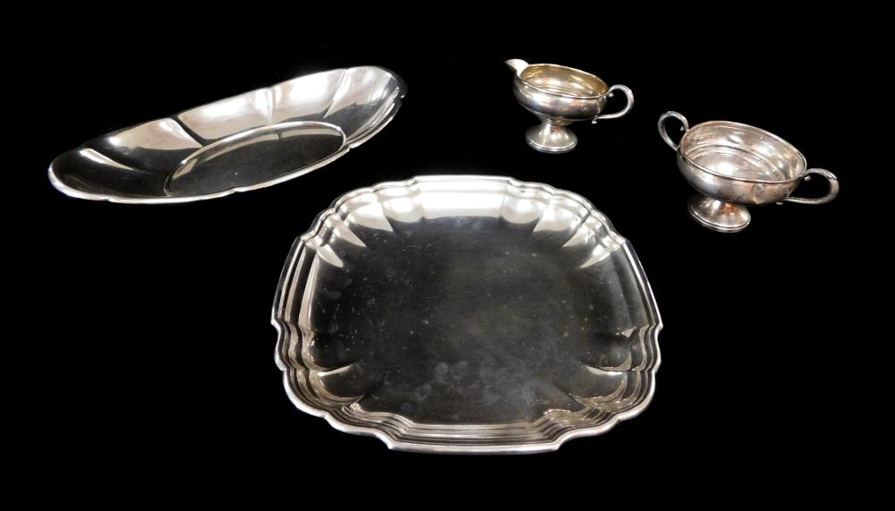 Appraisal: STERLING Four pieces of sterling holloware American including Gorham oblong