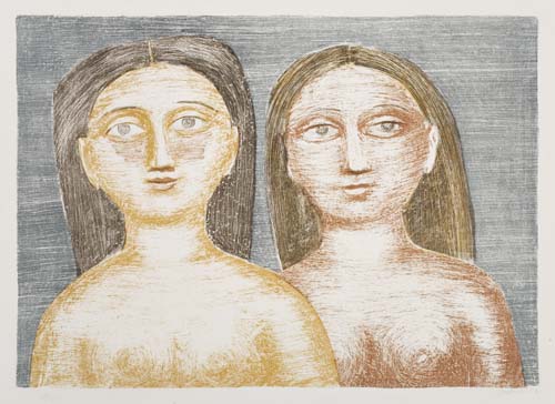 Appraisal: MASSIMO CAMPIGLI Due Sorelle Color lithograph x mm x inches