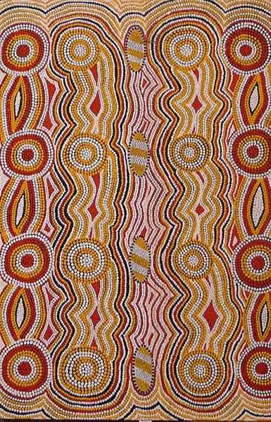 Appraisal: WILLIAM JOHN HUGHES ABORIGINAL STYLE PAINTING METAMORPHOSIS ACRYLIC ON BOARD