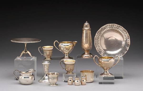 Appraisal: A group of sterling table articles Comprising Mexican beaker with