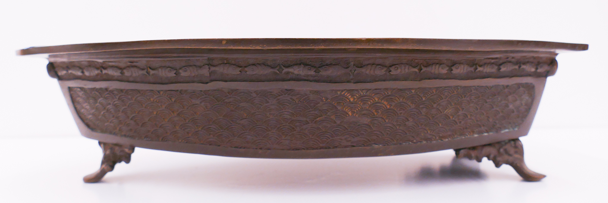 Appraisal: Japanese Meiji Bronze Boat Shaped Suiban Planter ''x ''