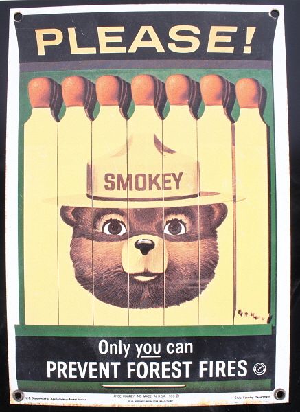 Appraisal: Smokey Bear U S Forest Service Porcelain Sign This is