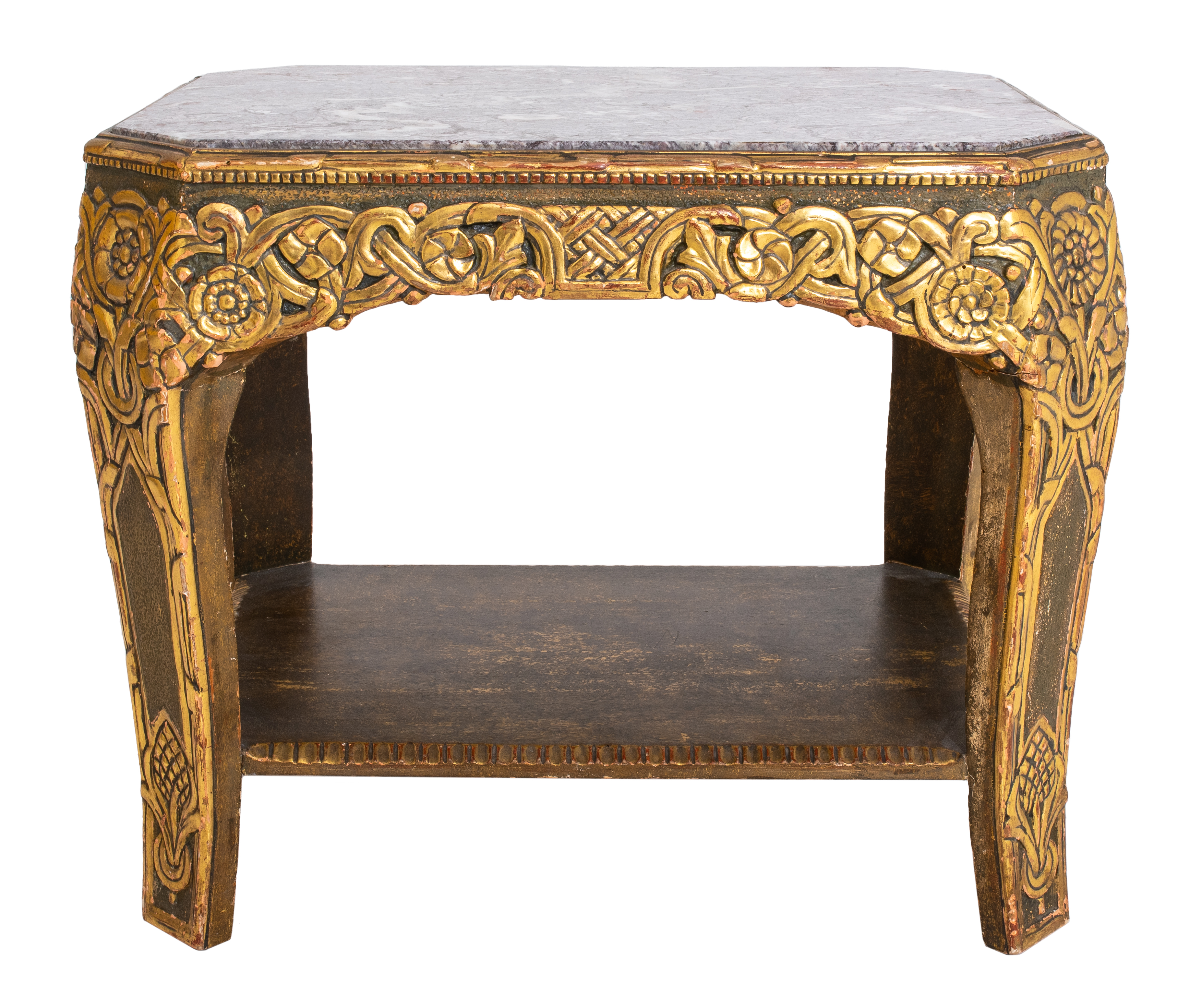 Appraisal: FRENCH ART DECO PARCEL-GILDED TABLE S French Art Deco parcel-gilded