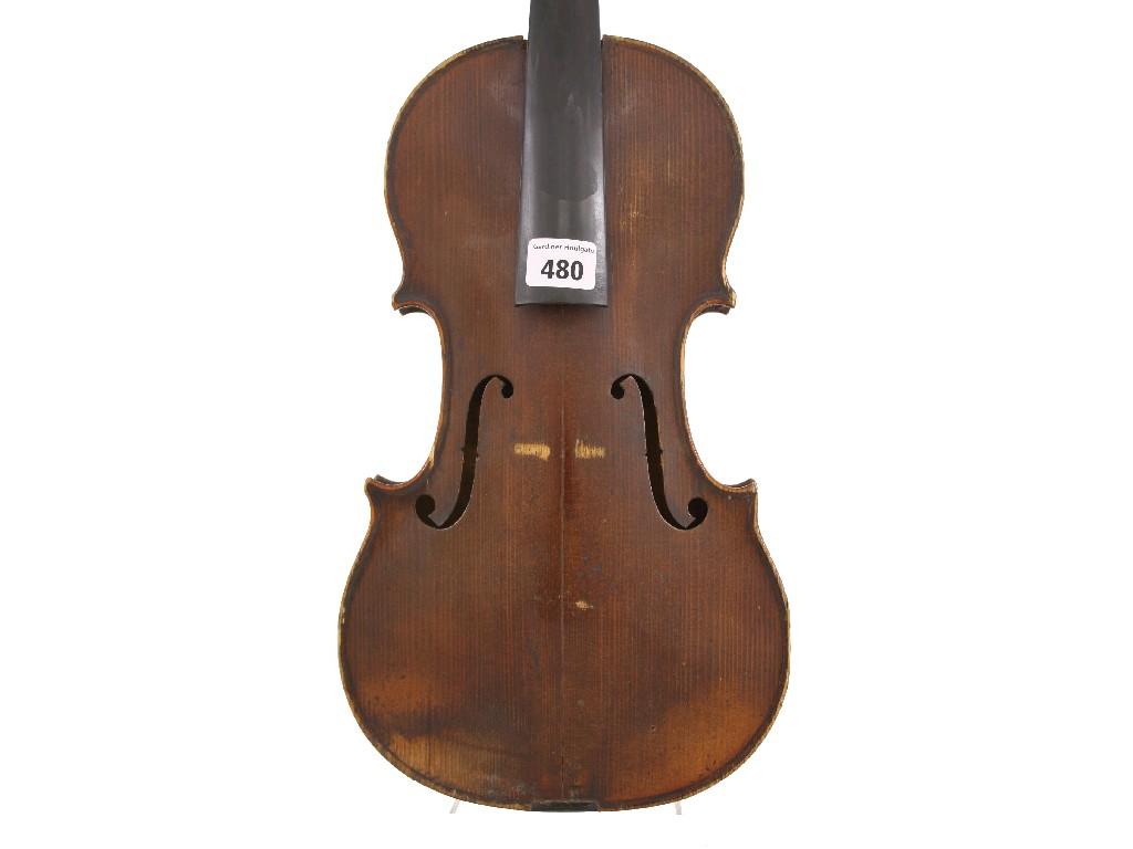 Appraisal: French violin branded F Pillement Pere a Paris to the