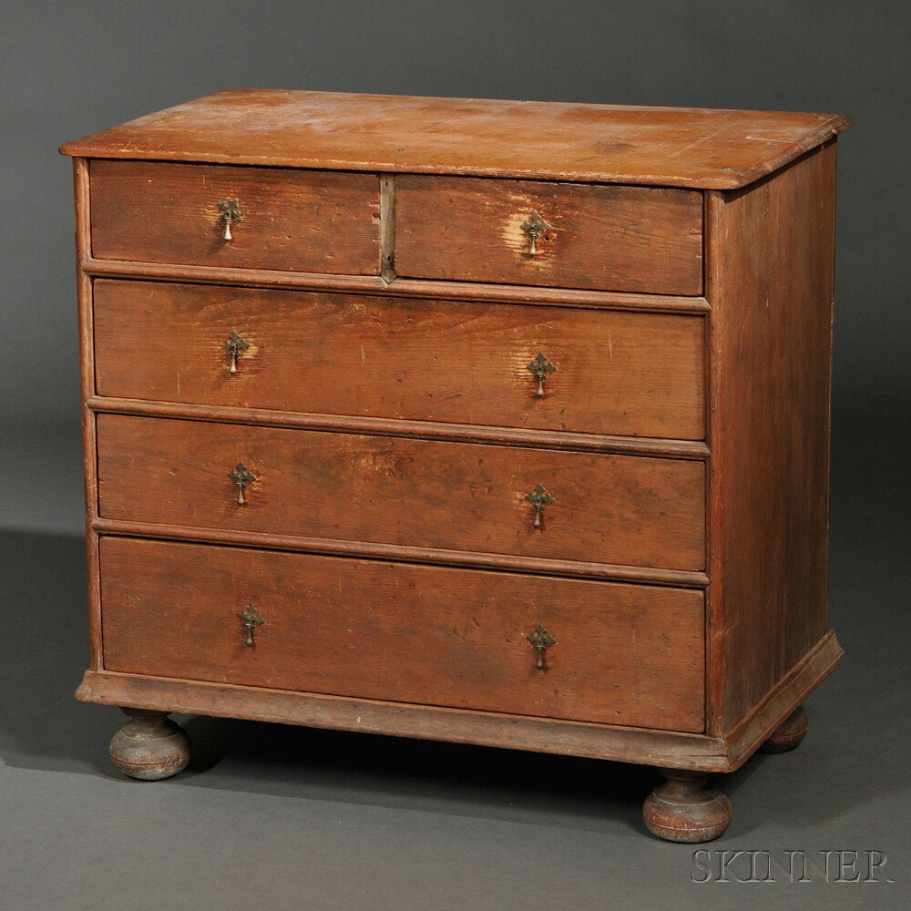 Appraisal: Pine Chest of Drawers Massachusetts c - the single arch-molded