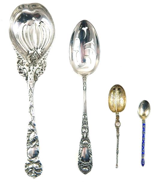 Appraisal: SILVER Four sterling silver spoons S Kirk Son serving spoon