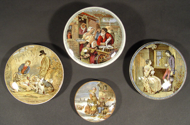 Appraisal: Four Prattware pot lids each printed in colours with 'The