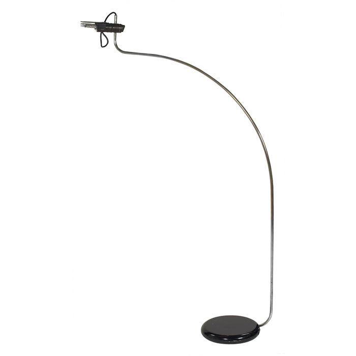 Appraisal: O-luce ''Wing'' lamp Italy weighted black enameled base supports a