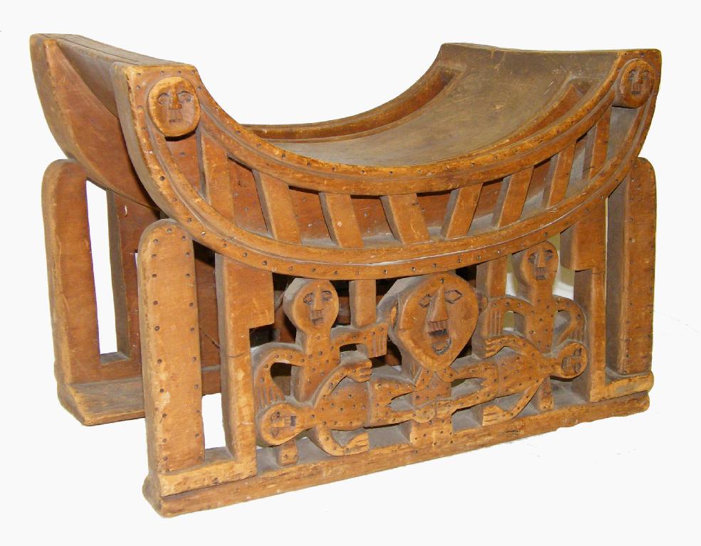 Appraisal: Niger tribal hardwood stool the seat with a pierced frieze