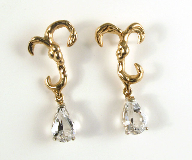 Appraisal: PAIR OF WHITE SAPPHIRE EARRINGS each k yellow gold and