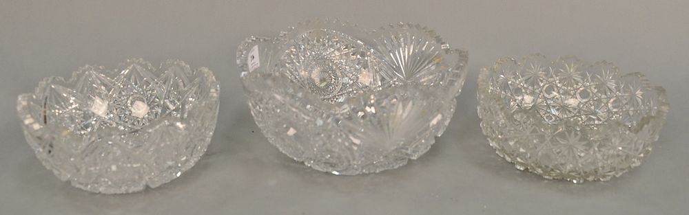 Appraisal: American Brilliant three cut glass bowls dia in in in