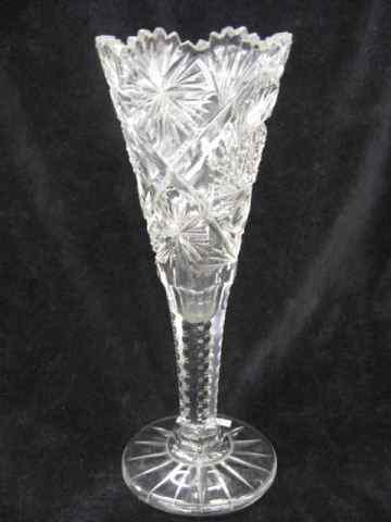 Appraisal: Cut Glass Trumpet Vase brilliant period '' tall pinwheel feathered