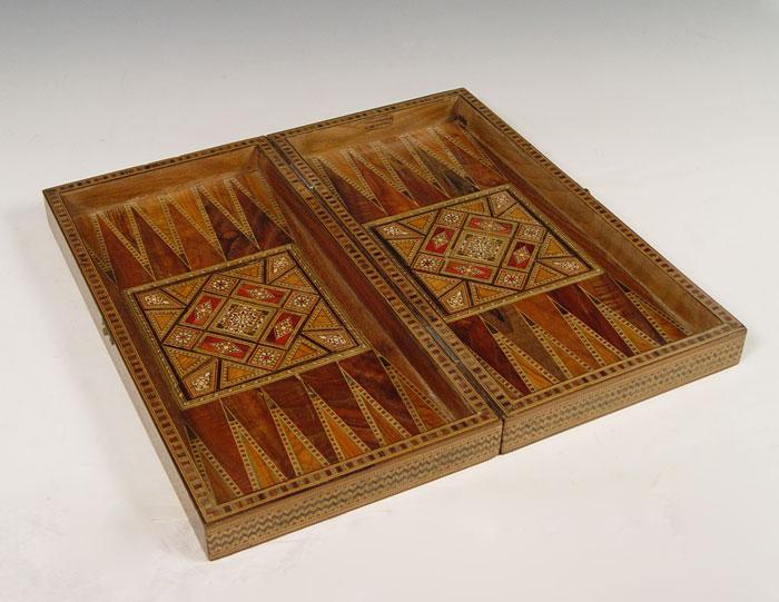 Appraisal: TURNBRIDGE WARE INLAID GAME BOX Measures '' x '' x