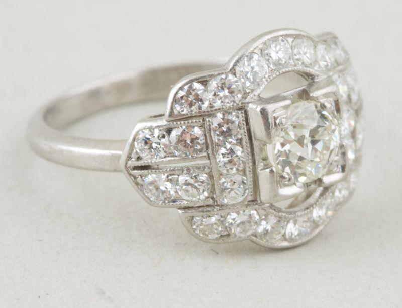 Appraisal: Platinum and Diamond Ring ca s with one bead set