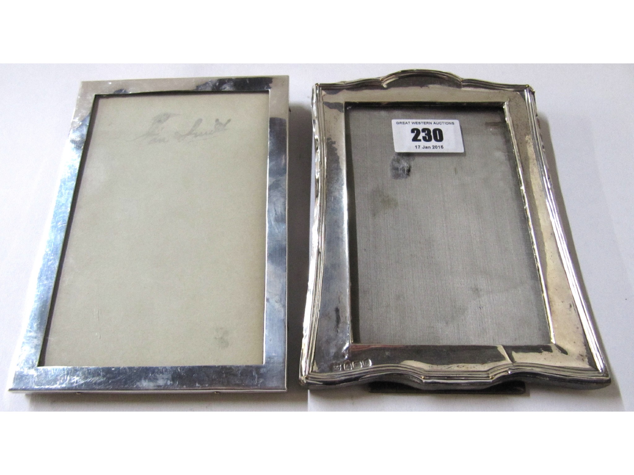 Appraisal: A lot comprising two silver mounted photo frames Birmingham and