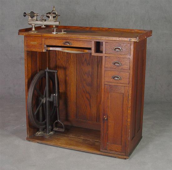 Appraisal: Jeweler's Bench Late th Century Walnut and oak Four drawers