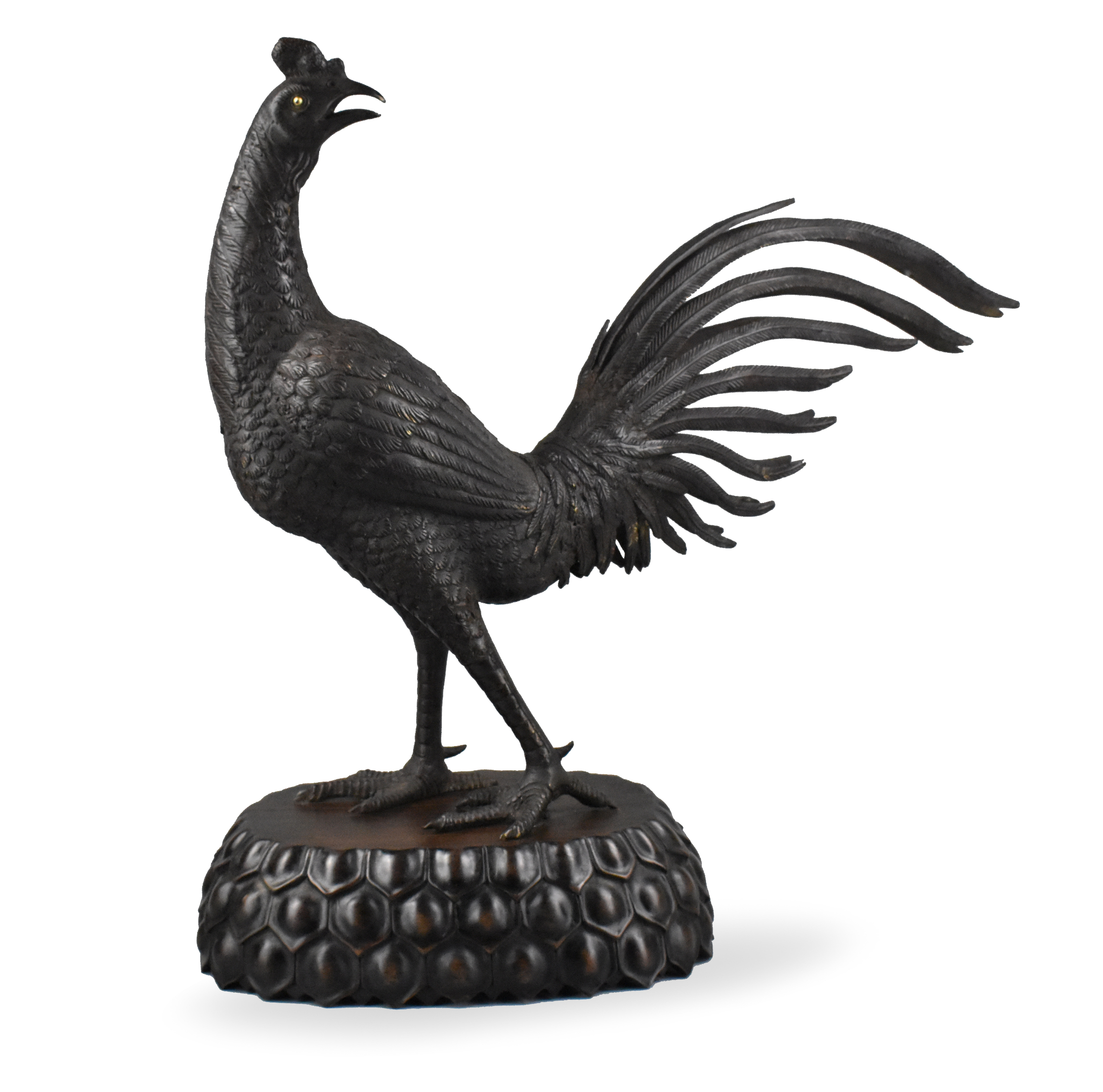 Appraisal: Chinese th C a large cast bronze pheasant with finely