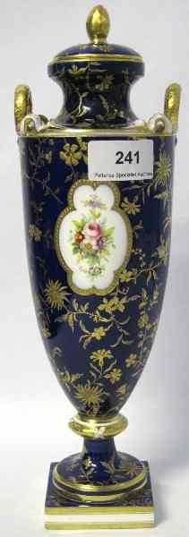 Appraisal: Mintons two Handled vase Cover with Handpainted Floral Panel with