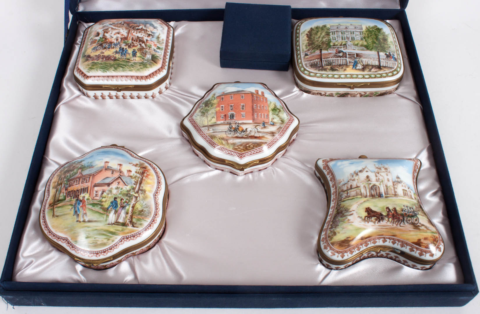 Appraisal: Set of five Porcelain de Paris enameled boxes set of