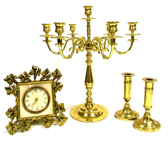 Appraisal: Four pieces of brass Baldwin seven light candelabra with scroll