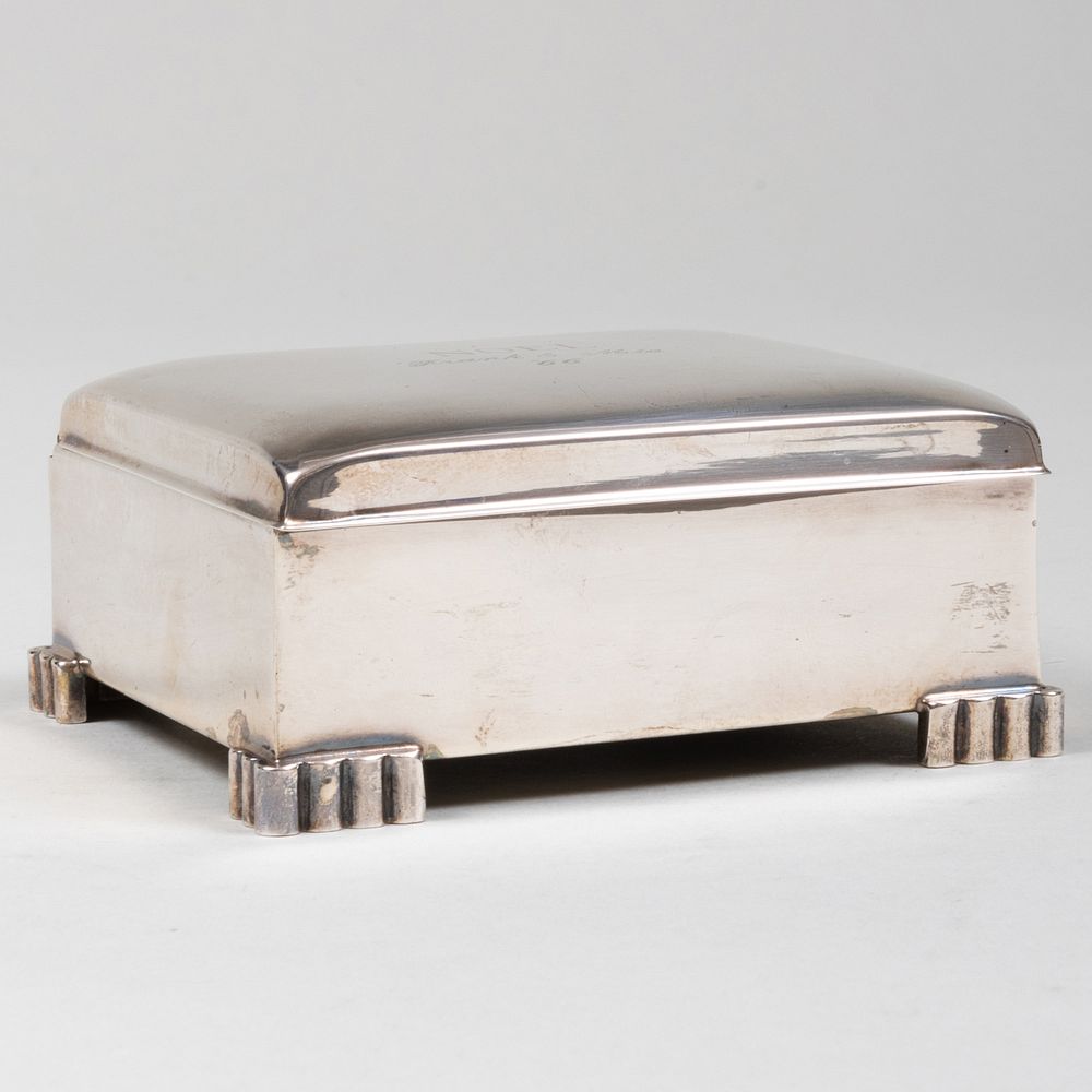 Appraisal: Poole Silver Holiday Cigarette Box Inscribed from Frank Sinatra and