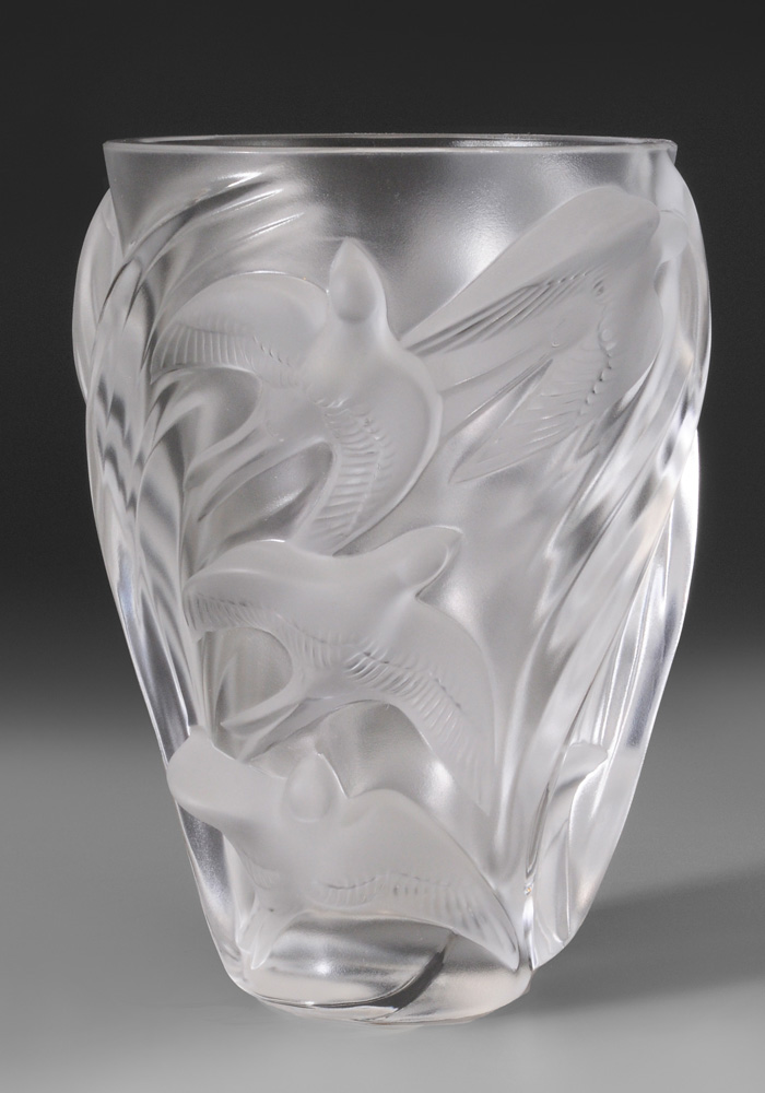 Appraisal: Lalique Frosted Glass Martinets Vase French late th century base