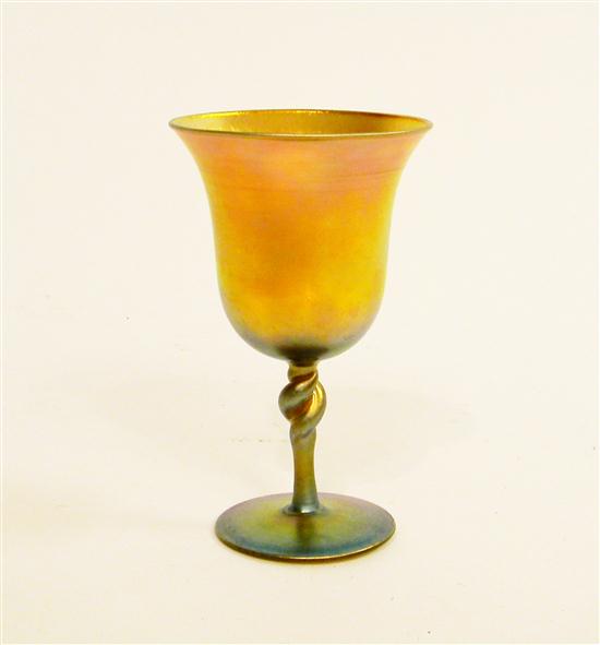 Appraisal: Steuben Aurene goblet iridescent gold twist stem signed ''Steuben Aurene