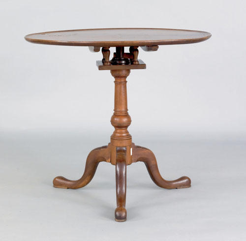 Appraisal: Pennsylvania Queen Anne walnut tea table ca the circular dish