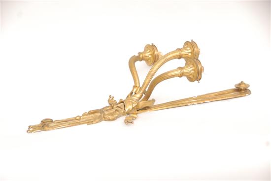 Appraisal: LOUIS XVI-STYLE BRONZE LARGE THREE LIGHT SCONCE L