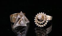 Appraisal: Two K Gold Diamond Elliptical Rings First ring of K