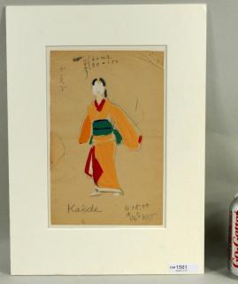 Appraisal: L T Foujita Japanese Costume Design Gouache Leonard Tsuguharu Foujita