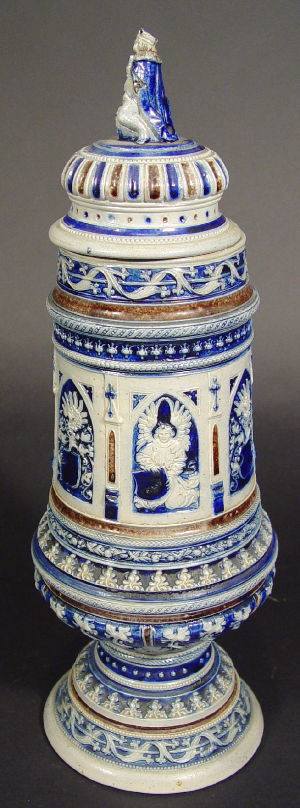 Appraisal: German stoneware jar and cover the lid surmounted with a