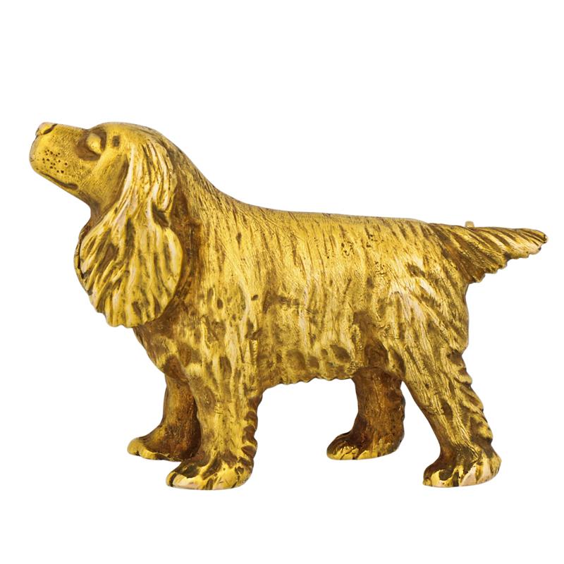 Appraisal: CARTIER K YELLOW GOLD SPANIEL BROOCH Cast and engraved spaniel