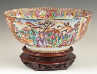 Appraisal: Chinese Famille Rose Porcelain Punch Bowl th c Chinese Famille