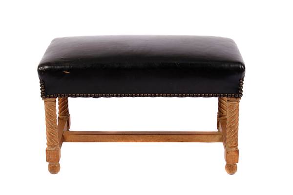 Appraisal: A William and Mary style leather upholstered window seat height