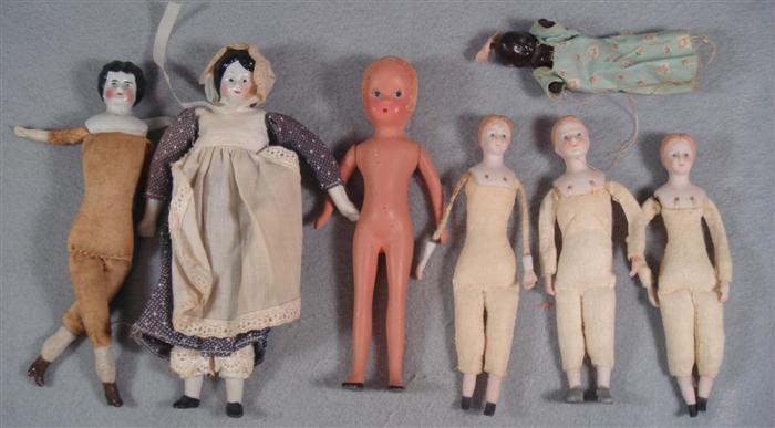 Appraisal: Lot of dolls Victorian china head bisque pipe cleaner dolls