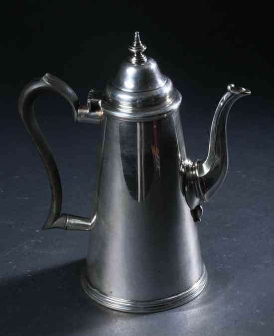 Appraisal: QUEEN ANNE-STYLE STERLING SILVER COFFEE POT unmarked Tapered form with