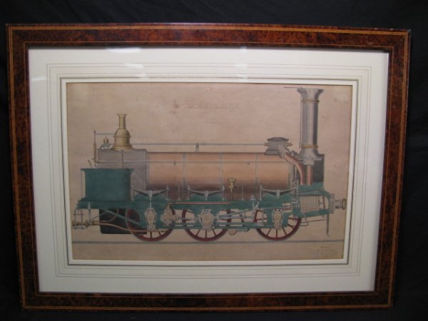 Appraisal: Hand colored engraving titled Machine Locomotive signed in pencil but