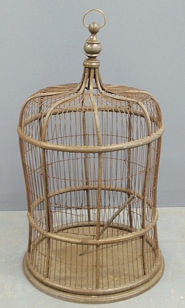 Appraisal: - Wicker and wire dome-form birdcage h x dia -