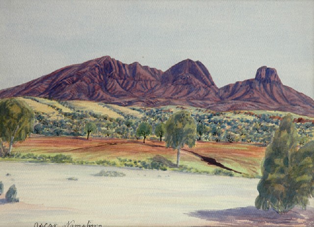 Appraisal: Oscar Namatjira - Olgas watercolour signed 'Oscar Namatjira' lower left