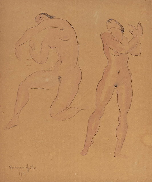 Appraisal: HERMANN GEIBEL - Figure study signed and dated pencil and