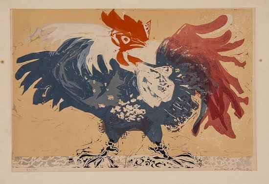 Appraisal: Michael Rothenstein - Cockerel Turning Around linocut printed in colours