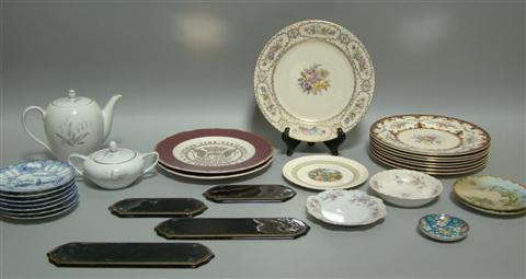 Appraisal: GROUP OF MISCELLANEOUS TABLEWARES Including Syracuse 'Cosmos Club' plates a