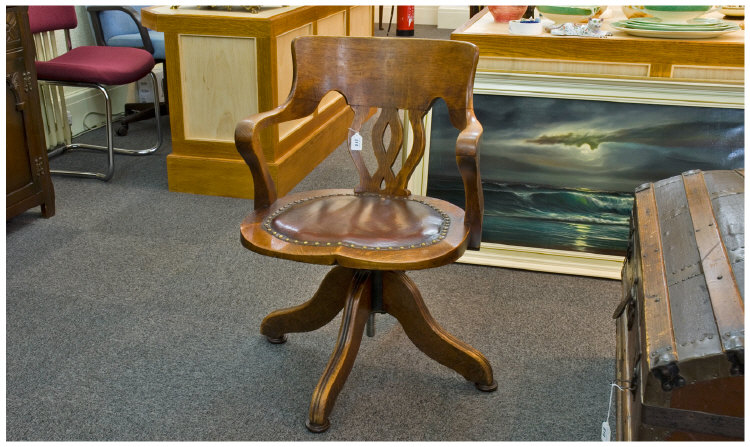 Appraisal: Early thC Oak Swivel Desk Chair