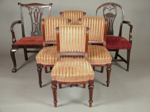 Appraisal: A set of four Victorian mahogany dining chairs the upholstered