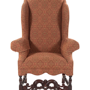 Appraisal: A William and Mary Style Walnut Wingback Chair th th