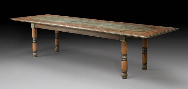 Appraisal: A Baroque style paint decorated refectory table The rectangular top