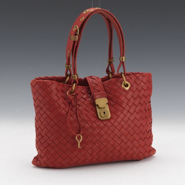 Appraisal: BOTTEGA VENETA INTRECCIATO CAPRI TOTE BAG x x Red Intrecciato